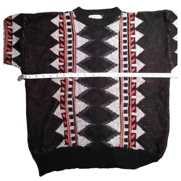 Vintage Men's Brian MacNeil Sweater Black Gray Red Italy Long Sleeve - Picture 6 of 9